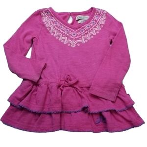 Lucky‎ Brand Girls Dress 18 Months Pink Tiered Western Embroidered Southwest